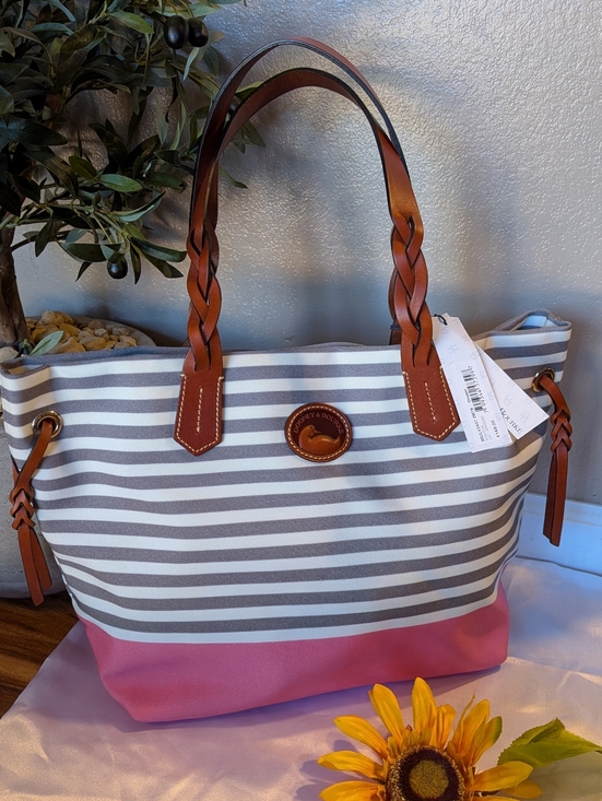 Dooney & Bourke Handbags - Dooney & Bourke Sullivan Canvas  Shopper Pink / Grey / White NWT